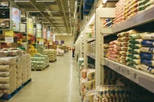 The aisle in a grocery store