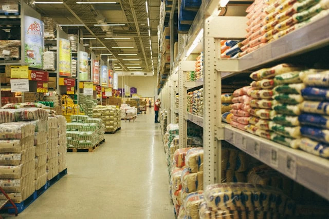 The aisle in a grocery store