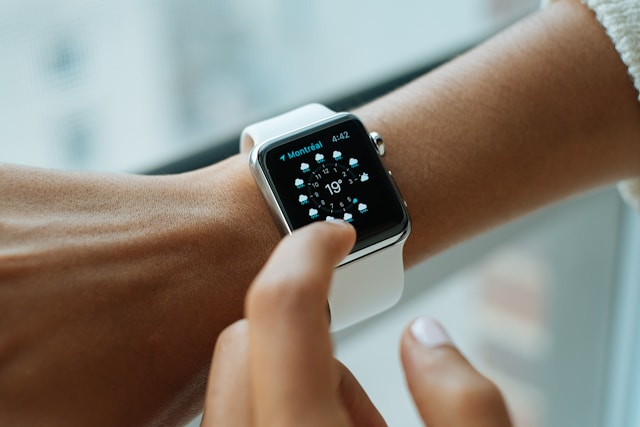 Apple watch on a wrist