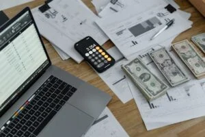 Someone paying their bills
