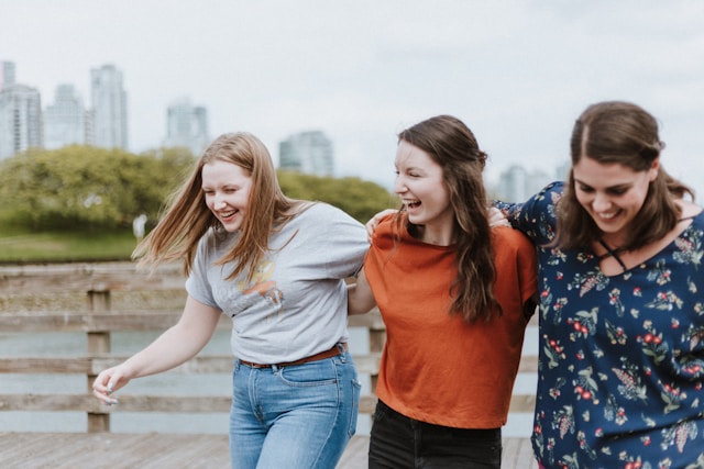 A group of people laughing