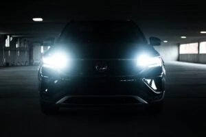 A car with really bright headlights